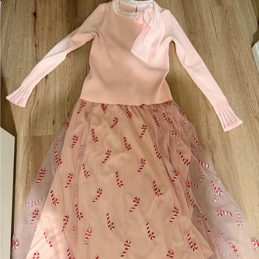 Elegant Pink Candy Cane Outfit for Women